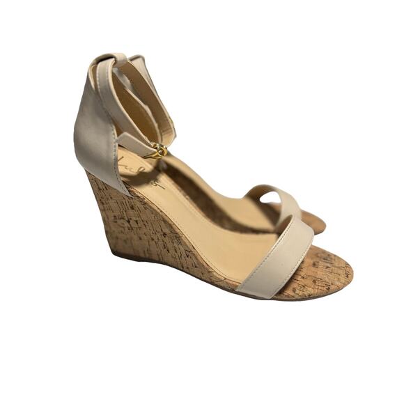 Lulus Cork Wedge Ankle Strap Sandals 8 - Picture 1 of 8